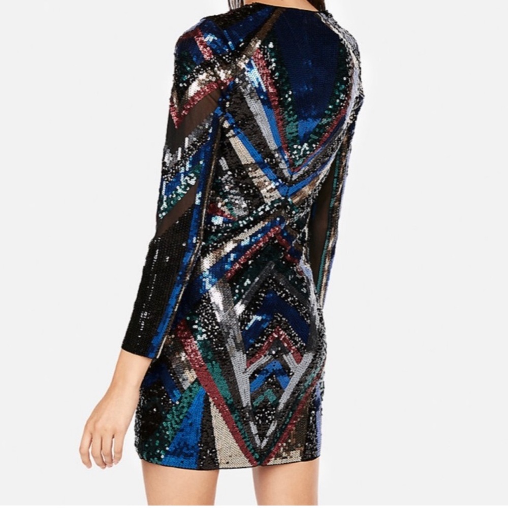 Express Sequin Rainbow Multi Color Sequin Dress S… - image 6